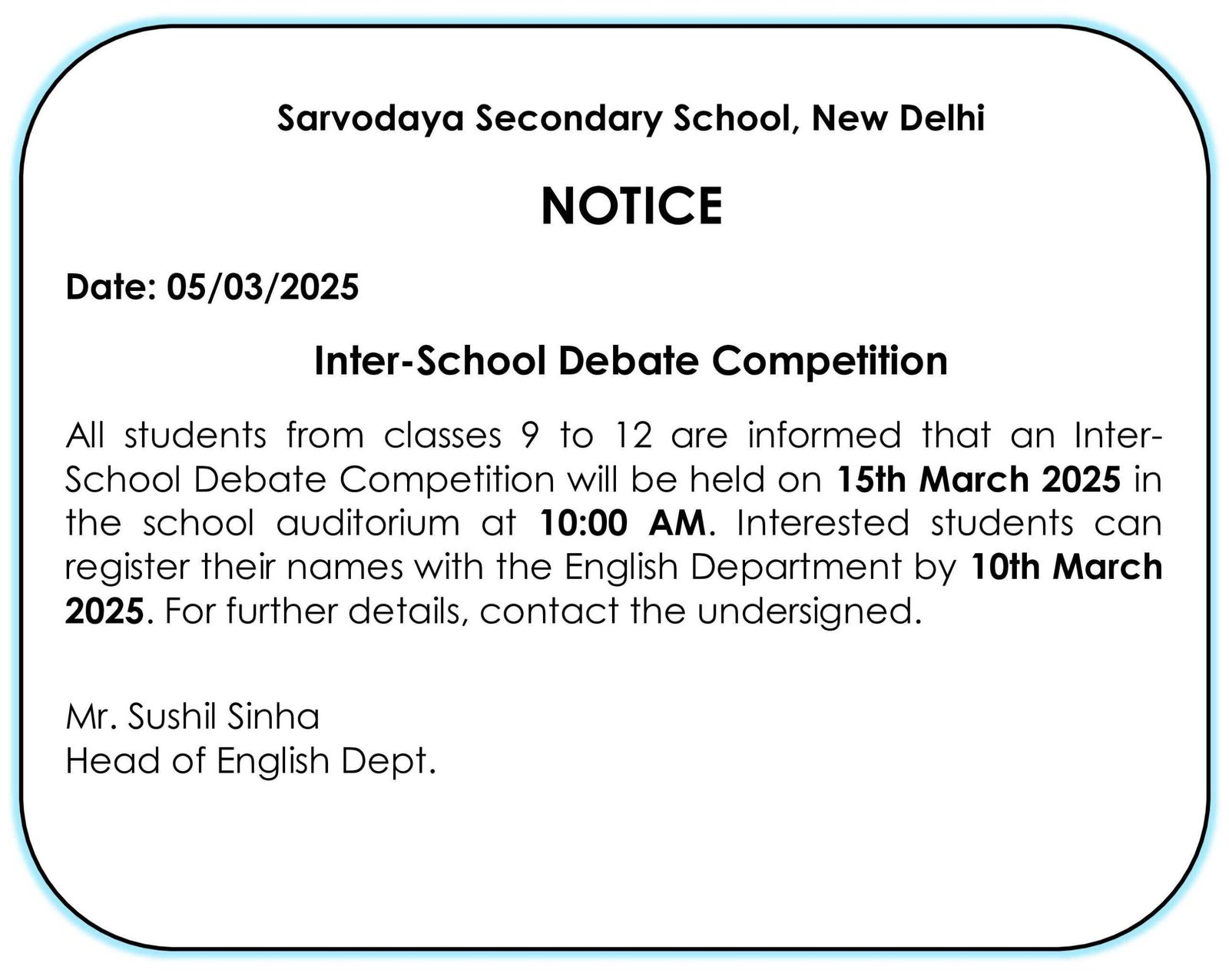 001-Notice Writing-Inter-school Debate Competition