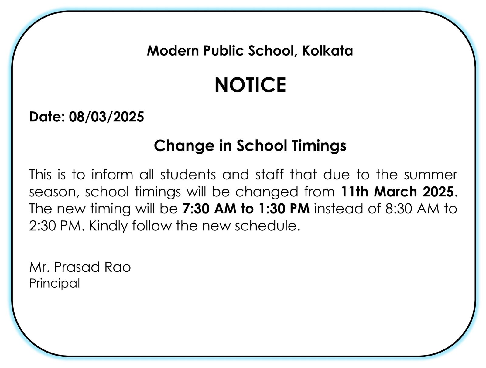 008-Notice Writing_Write a Notice regarding change in school timings