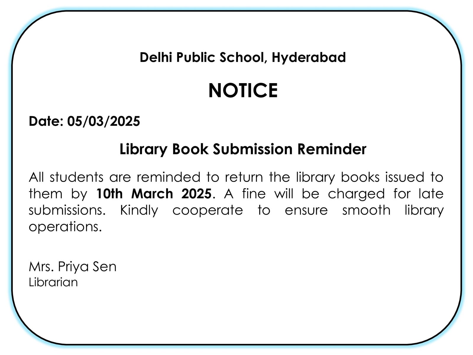 011-Notice Writing_Write a Notice regarding  Library book submission