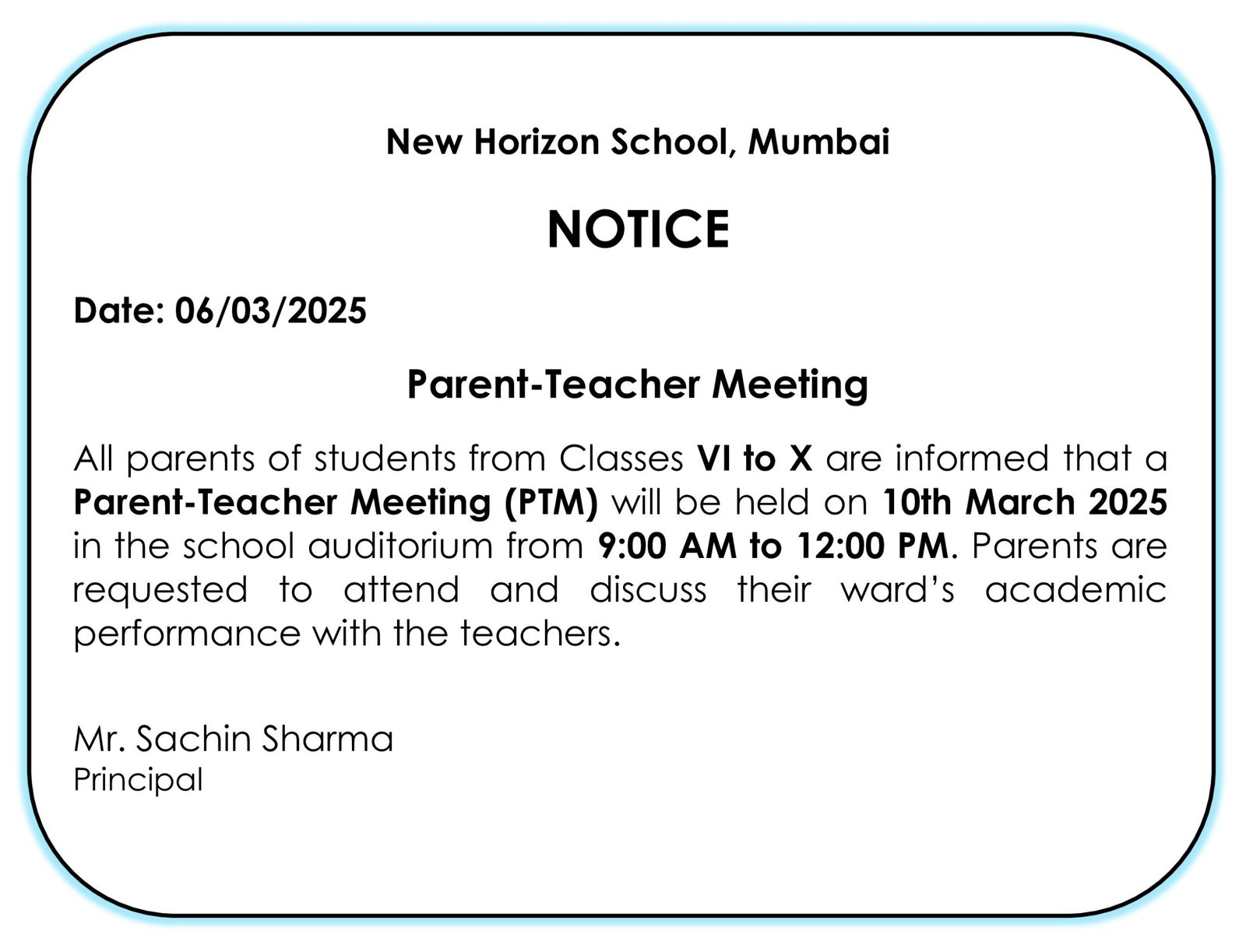 012-Notice Writing_Write a Notice regarding  Parent-Teacher meeting